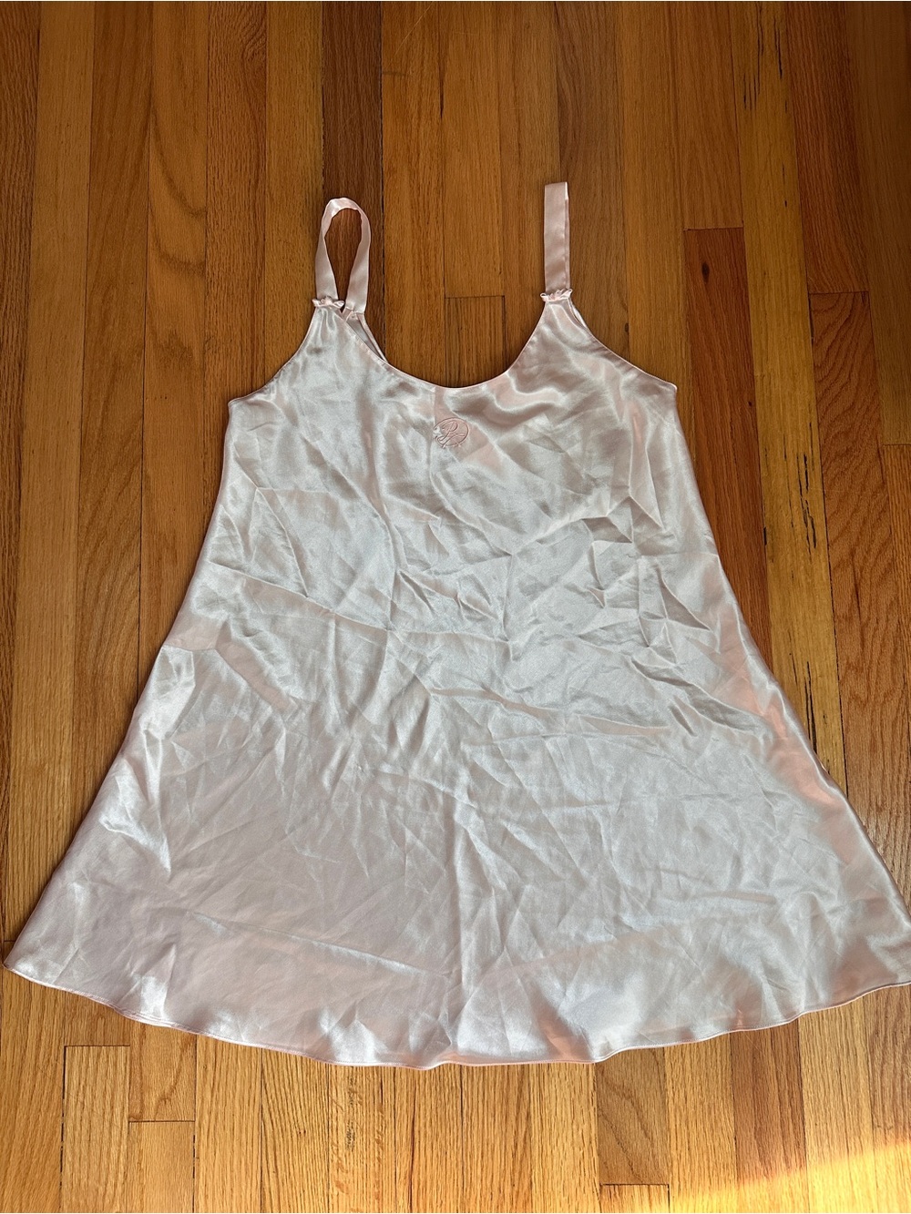 Oscar de la Renta Pink Label Blush Satin Chemise Slip Dress Baby